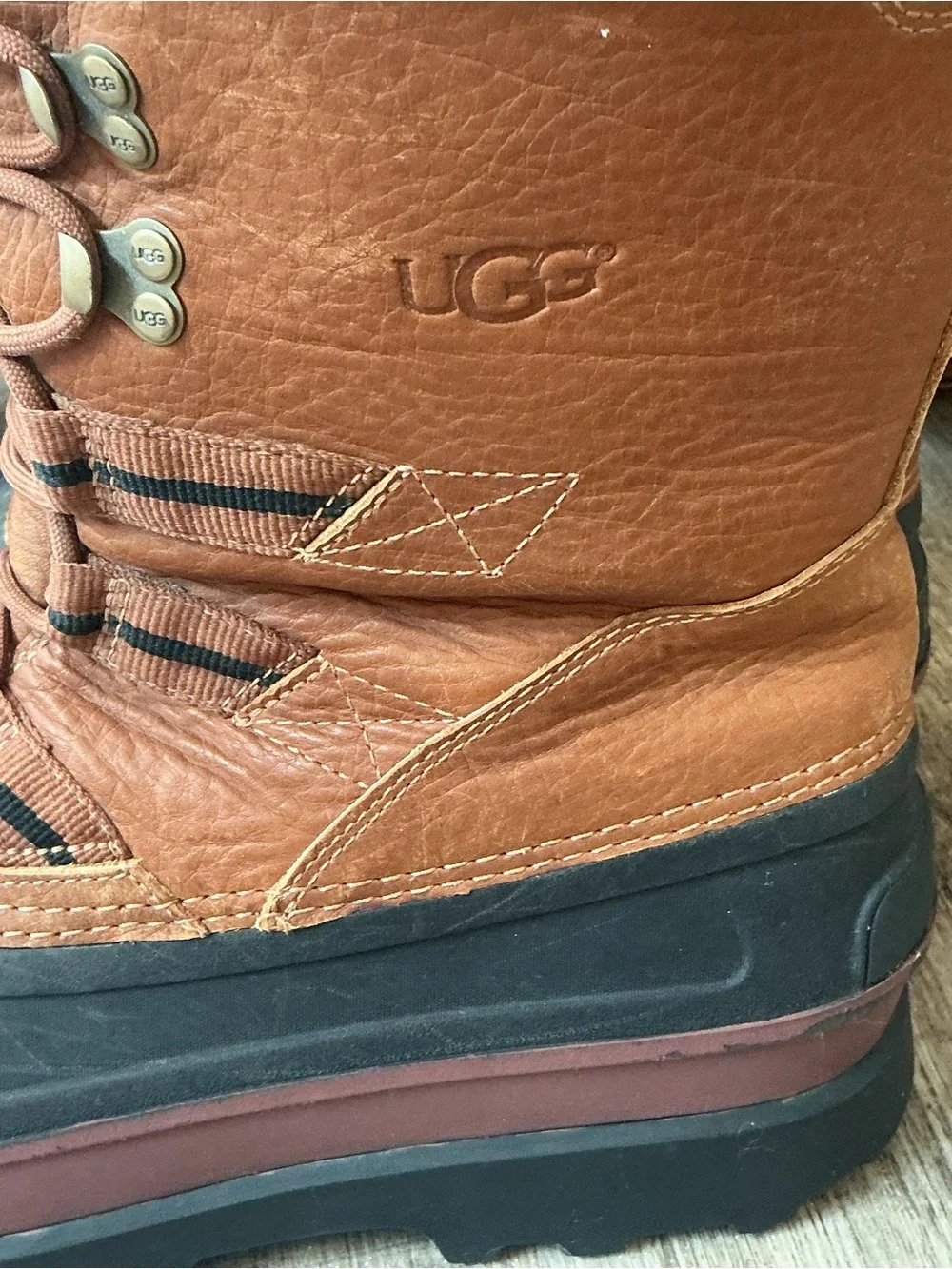 UGG Brown and Black Waterproof Shearling-Trim Winter Boots
